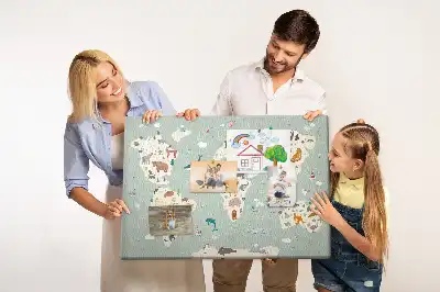 Tableau de liège Carte du monde animalière