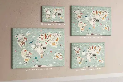 Tableau de liège Carte du monde animalière