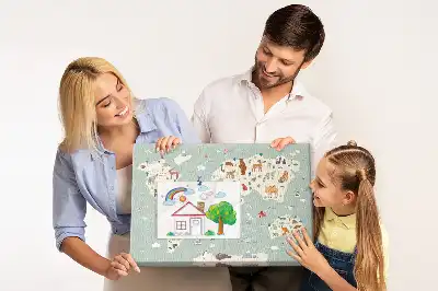 Tableau de liège Carte du monde animalière