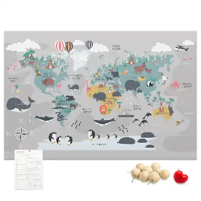 Tableau en liège déco Carte de dessin animé