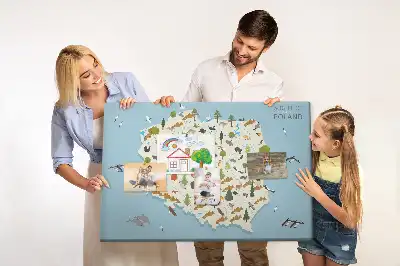 Tableau d’affichage en liège Carte des animaux de la Pologne