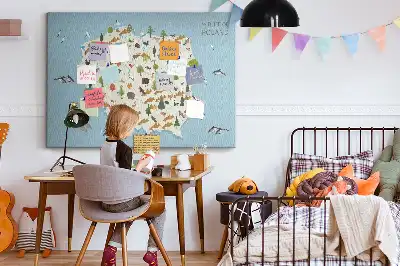 Tableau d’affichage en liège Carte des animaux de la Pologne