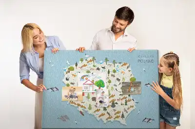 Tableau d’affichage en liège Carte des animaux de la Pologne