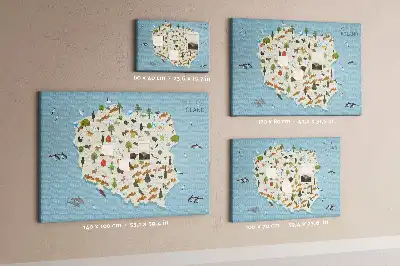 Tableau d’affichage en liège Carte des animaux de la Pologne