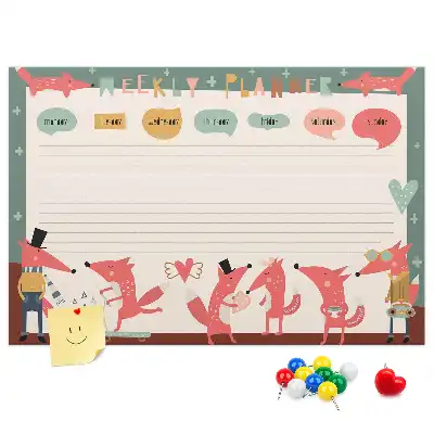 Tableau d’affichage en liège Organisateur hebdomadaire pour enfants