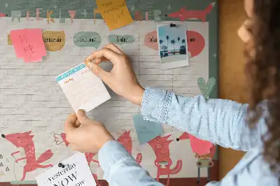 Tableau d’affichage en liège Organisateur hebdomadaire pour enfants