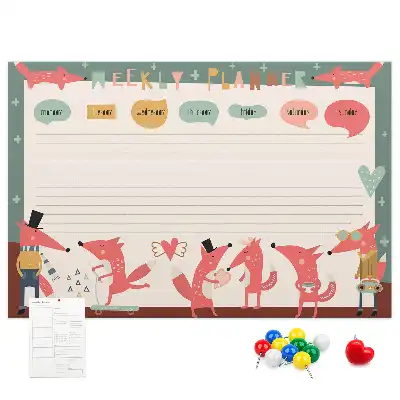 Tableau d’affichage en liège Organisateur hebdomadaire pour enfants