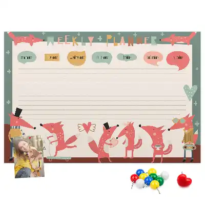 Tableau d’affichage en liège Organisateur hebdomadaire pour enfants