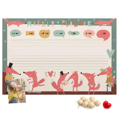 Tableau d’affichage en liège Organisateur hebdomadaire pour enfants