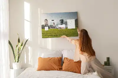 Tableau en liège déco Montagnes champ