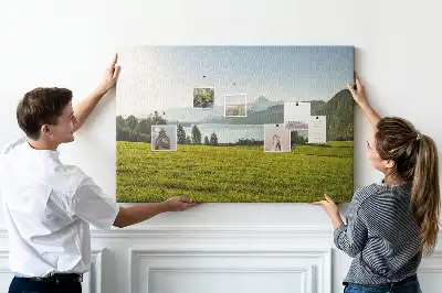 Tableau en liège déco Montagnes champ