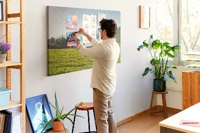 Tableau en liège déco Montagnes champ