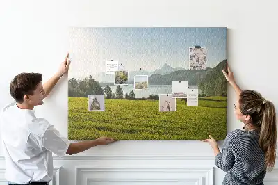 Tableau en liège déco Montagnes champ
