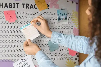 Tableau d’affichage en liège Suivi des habitudes mural
