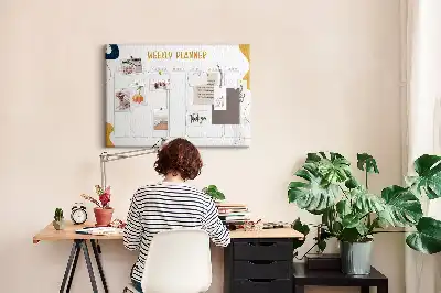 Tableau d’affichage en liège Planning de sept jours pour le mur