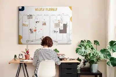 Tableau d’affichage en liège Planning de sept jours pour le mur
