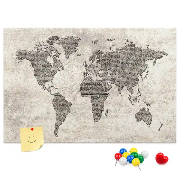 Tableau de liège Carte du monde journal