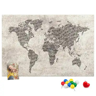 Tableau de liège Carte du monde journal