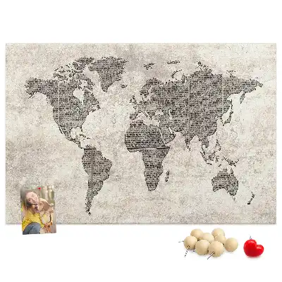 Tableau de liège Carte du monde journal