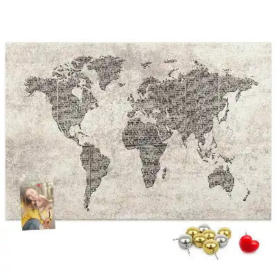 Tableau de liège Carte du monde journal