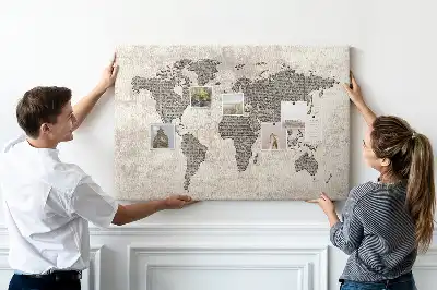 Tableau de liège Carte du monde journal