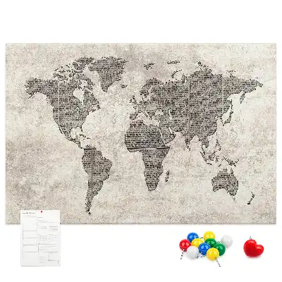 Tableau de liège Carte du monde journal
