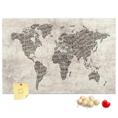 Tableau de liège Carte du monde journal