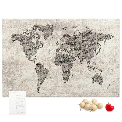 Tableau de liège Carte du monde journal