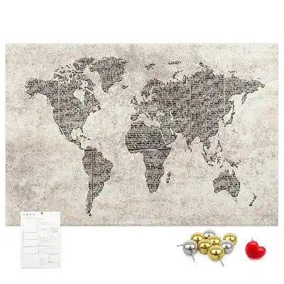 Tableau de liège Carte du monde journal