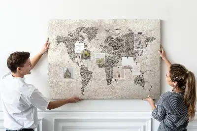 Tableau de liège Carte du monde journal