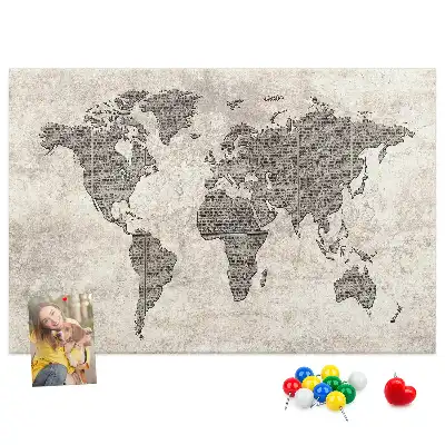 Tableau de liège Carte du monde journal