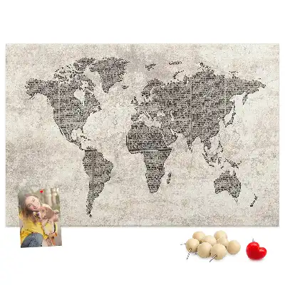 Tableau de liège Carte du monde journal