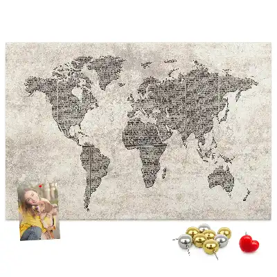 Tableau de liège Carte du monde journal