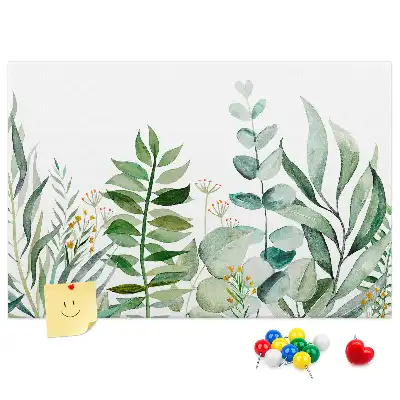 Tableau d’affichage en liège Aquarelle feuilles