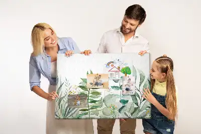 Tableau d’affichage en liège motif feuilles aquarelle