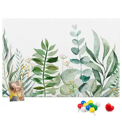 Tableau d’affichage en liège motif feuilles aquarelle
