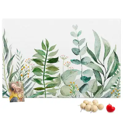 Tableau d’affichage en liège motif feuilles aquarelle