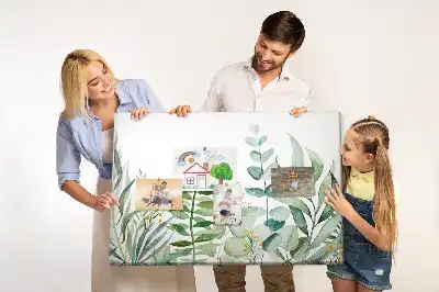 Tableau d’affichage en liège motif feuilles aquarelle