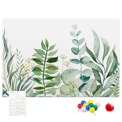 Tableau d’affichage en liège motif feuilles aquarelle