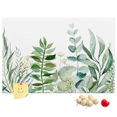Tableau d’affichage en liège motif feuilles aquarelle