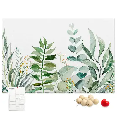 Tableau d’affichage en liège motif feuilles aquarelle