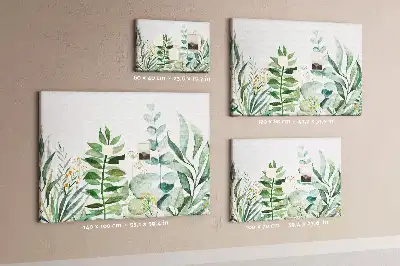 Tableau d’affichage en liège motif feuilles aquarelle
