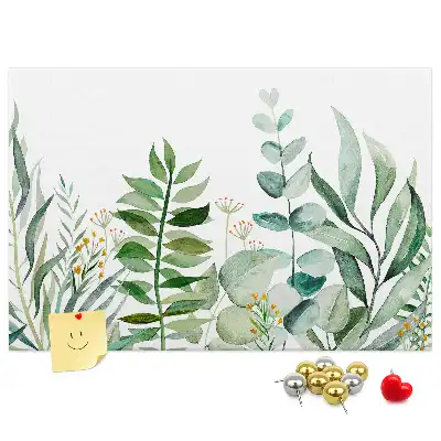 Tableau d’affichage en liège motif feuilles aquarelle