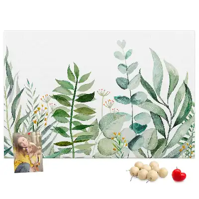Tableau d’affichage en liège motif feuilles aquarelle