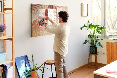 Tableau de liège motif abstrait vagues