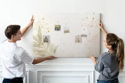 Tableau d’affichage en liège avec motif graphique linéaire doré