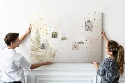 Tableau d’affichage en liège avec motif graphique linéaire doré