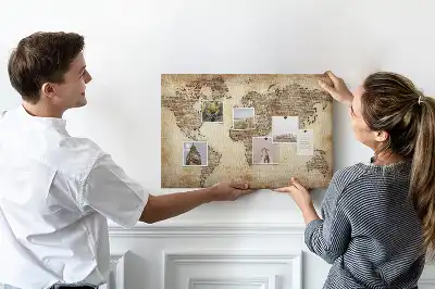 Tableau en liège déco Contour historique des continents