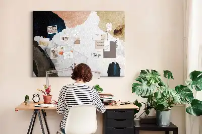 Tableau d’affichage en liège avec motifs picturaux colorés