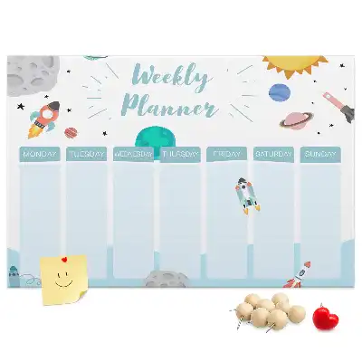 Tableau de liège Planning de sept jours de tâches